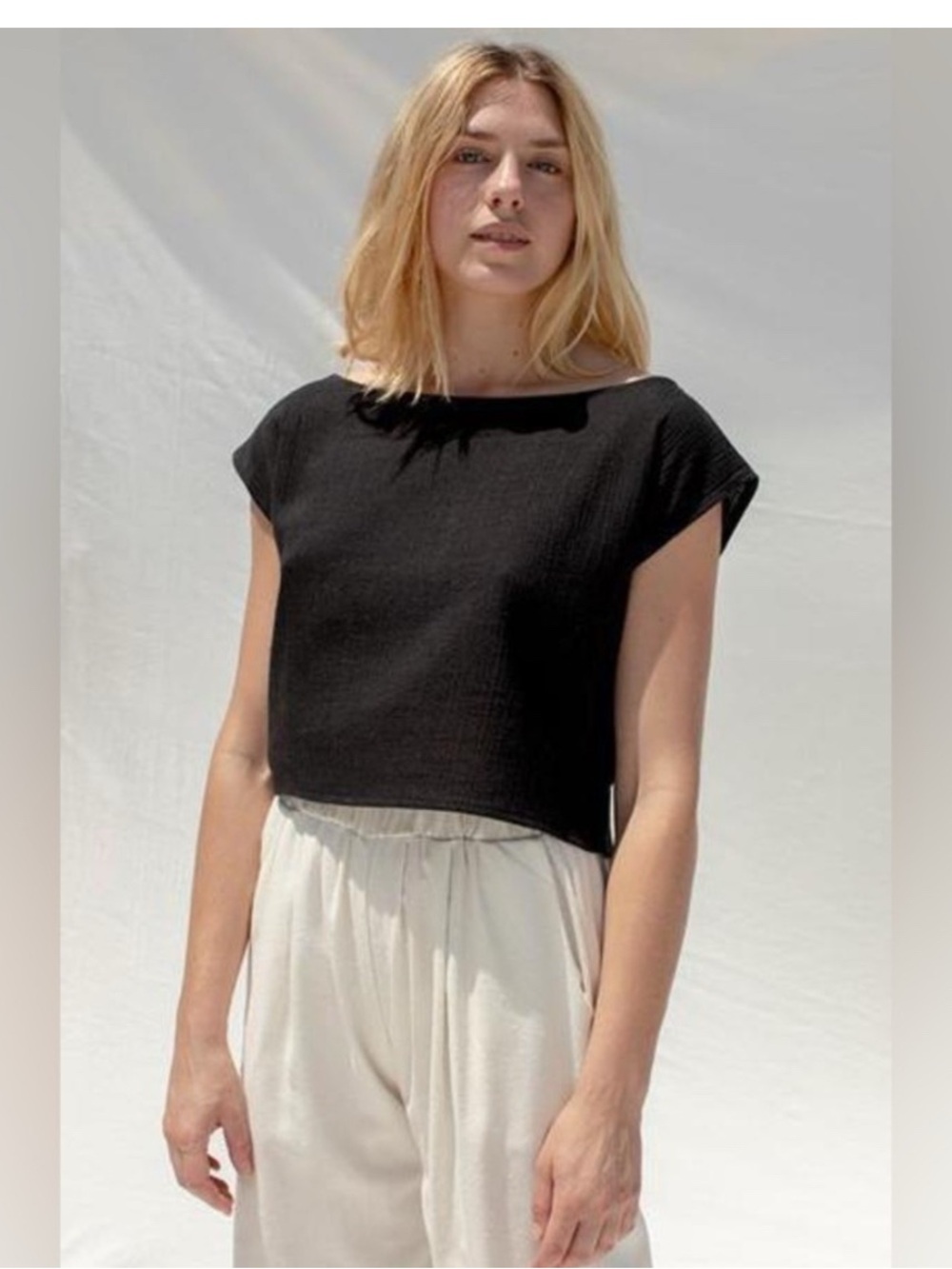 Ozma Bloom crop tee black size L